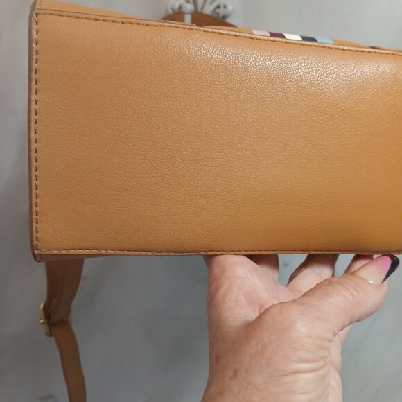 Fossil Tan Satchel with Striped Accent - Picture 8 of 11